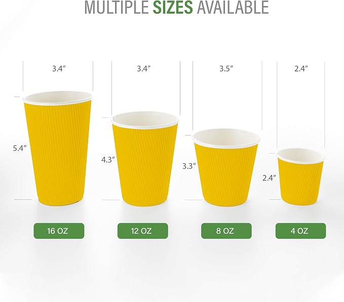 Restaurantware 8 Ounce Double Wall Disposable Coffee Cups, 500 Insulated Yellow - Image 3