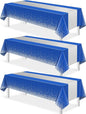 3Pcs Blue and Silver Tablecloth Party Decorations, Plastic Royal Blue Table by MASHAN