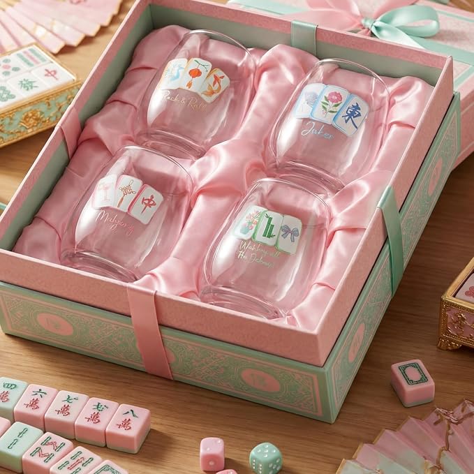 Qinyoung 4 Pcs 15 oz Mahjong Cups Wine Glass Mahjong Accessories and Gifts - Image 5