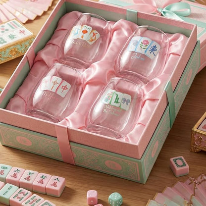 Qinyoung 4 Pcs 15 oz Mahjong Cups Wine Glass Mahjong Accessories and Gifts - Image 5