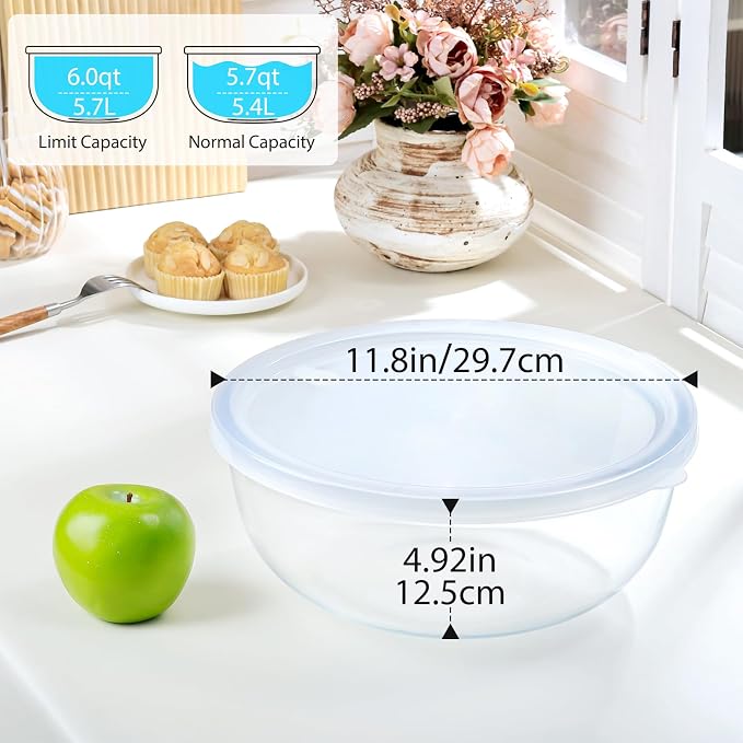 NUTRIUPS 6 QT Large Glass Mixing Bowl - Image 2