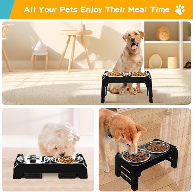 COMESOON Elevated Dog Bowls for Small Medium Dogs, 3 Height Adjustable Raised - Image 8