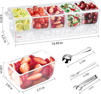 Condiment Tray with Stainless Steel Tableware, Chilled Condiment Server | Bar - Image 4