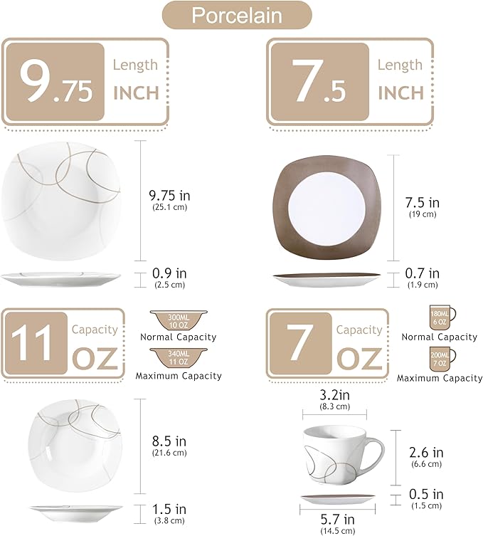 VEWEET 30 PCS Ceramic Dinnerware Sets - Image 2