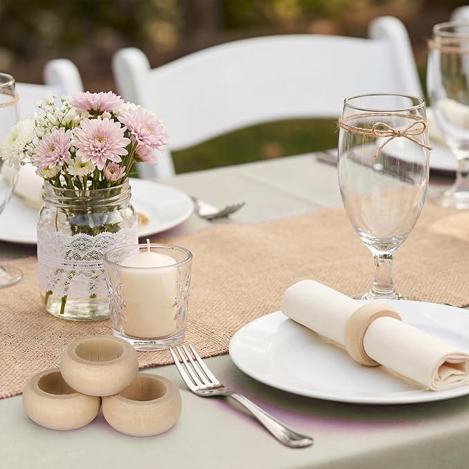 24 Pcs Wooden Napkin Rings Unfinished Wood Table Napkin Holders Farmhouse - Image 5