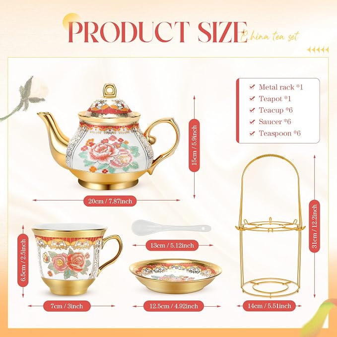 20 Pcs Porcelain Tea Set for Adults - Image 2