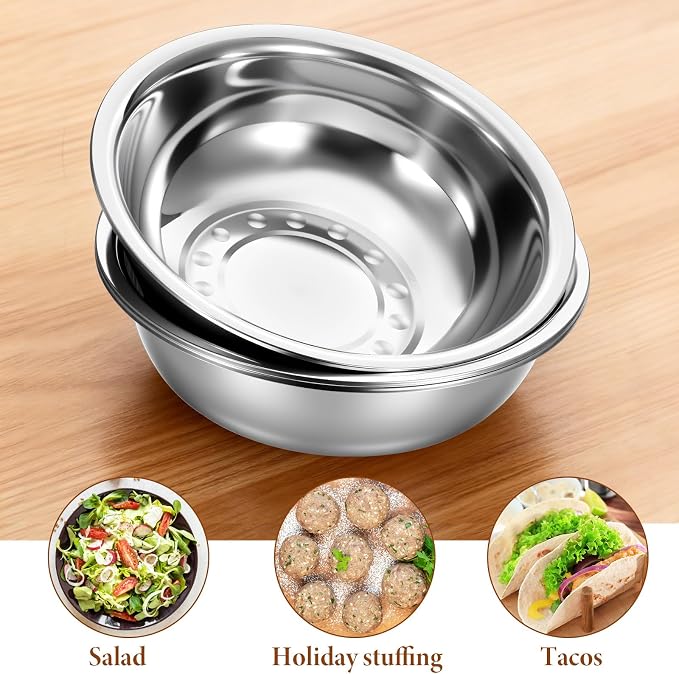 4 Pcs Stainless Steel Mixing Bowl Nesting Metal Prep Salad Bowl Extra Large - Image 4
