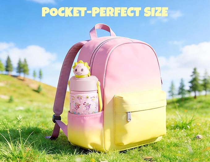 POWCAN 18 oz Kids Water Bottle: 2-in-1 Straw Spout Lid - Image 5