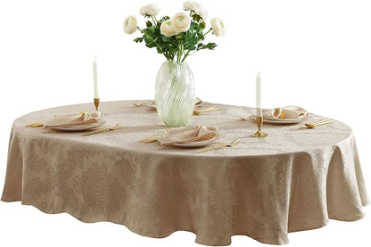 Newbridge Barcelona Luxury Damask Fabric Tablecloth, 60” Wide x 120” Oval - Image 6
