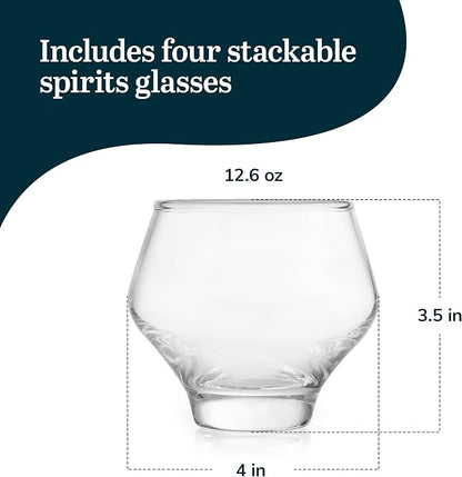 Libbey Mezcal All Purpose Spirits Glasses Set of 4, Stemless Stackable Cocktail - Image 3