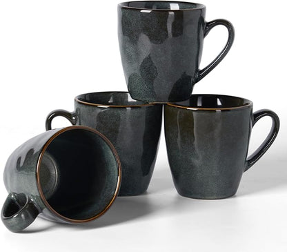 famiware Coffee Mugs Set of 4, Ocean Round 11.5oz Coffee Cup Set by Famiware