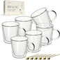 LIBWYS 12oz Double Wall Glass Coffee Mugs, Cappuccino Latte Tea Cups by LIBWYS