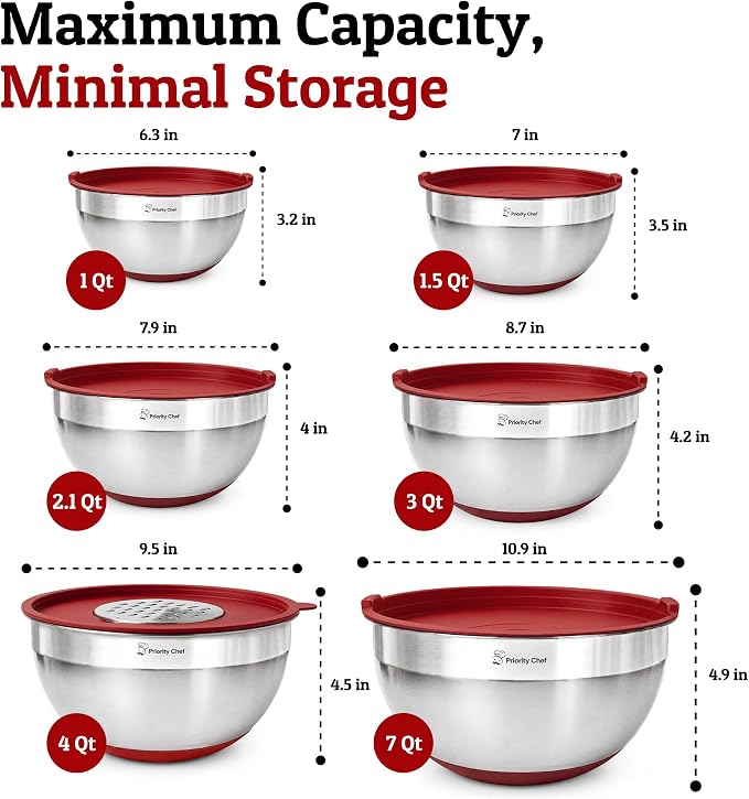 6pc Stainless Steel Mixing Bowls - Image 5