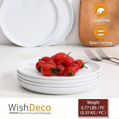 White Salad Plates Set of 6, Porcelain Dessert Plates 8 inch, Modern Kitchen - Image 4