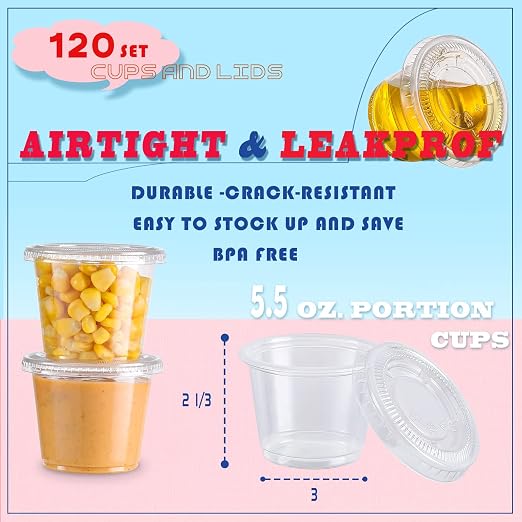 VITEVER Portion Cups With Lids, Small Plastic Containers, Airtight and - Image 3