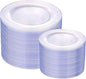 I00000 200PCS Clear Plastic Plates, Disposable Clear Plates for 100 Guests, Premium Dinner and Dessert Plate, Fancy Hard Plastic Party Plate for Birthday, Wedding & Party