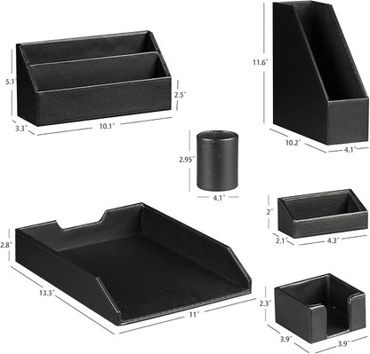 Ayunga PU Leather 6-piece Office Supplies Combination Set, Pencil Cup, Business - Image 2