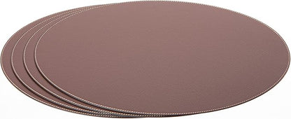 Nikalaz Oval Placemats Set (Pack of 4) Recycled Leather Table Mats 18 x 13 inches (45.7 x 33 centimetres), Kitchen Dining Table Decor by Nikalaz (Brown)