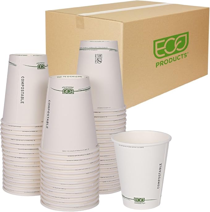 ECO PRODUCTS GreenStripe Disposable Paper Hot Cups, 8 oz by Eco-Products