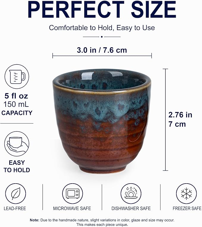 Ceramic Japanese Tea Cups, 5 oz Tea Cup, Asian Teacup - Image 2