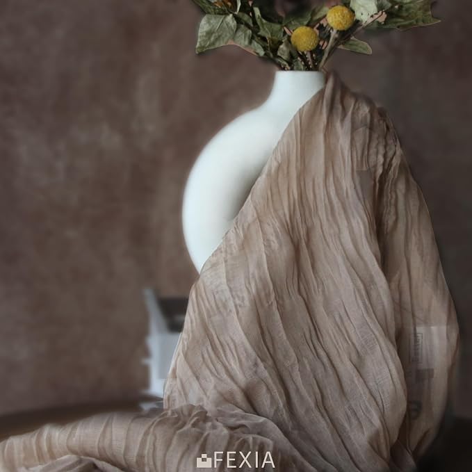 Nude Brown Cheesecloth Table Runner Wedding Decorations Boho Decor | 35x120 - Image 5