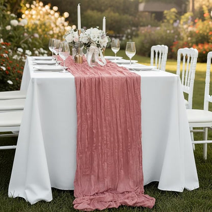 20 Pack Dusty Pink Cheesecloth Table Runner 120 Inch Boho Wedding Decor | - Image 8