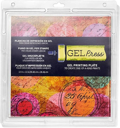 Gel Press Monoprinting Print Plate - 12” X 12” Gel Plate - Printmaking Supplies - Reusable Gel Printing Plate for Press Art for Card Making, Scrapbooking, Journaling, Arts and Crafts, Home Decor