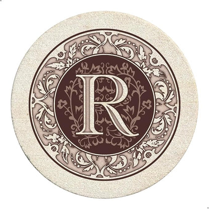 Thirstystone Monogram Round Natural Sandstone Coaster 4 Pack | 4" Diameter by Thirstystone