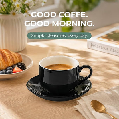 3 Ounce Espresso Cups Set of 4, Includes Display Stand, Coffee Cups Saucers - Image 6