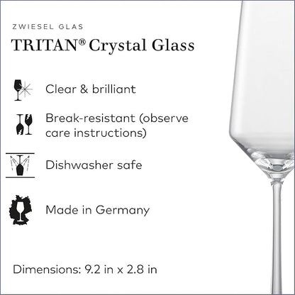 ZWIESEL GLAS Pure Champagne Glass (Set of 2), Champagne Flutes with Effervescent Point, Dishwasher-Safe Tritan Crystal Glasses, Made in Germany (7 Ounce)