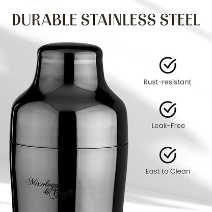 Mixology & Craft Cocktail Shaker Set with Dark Bamboo Stand - Professional 10-Piece Bartender Kit - Complete Bar Set & Cocktail Mixer Kit for Home (Gun Metal)