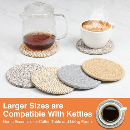 Large 4.8" Cotton Coasters for Drinks Set of 2 - Image 5