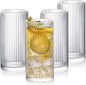 Drinking Glasses with Origami Style Set of 4 Glass Cups, 12 oz Ribbed Glassware by Polishyourdreamlightupthefuture