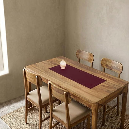 Solino Home 100% Pure Linen Table Runner Burgundy Hemstitch, 14 x 36 in | - Image 2