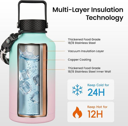 Konokyo 128 oz Insulated Stainless Steel Water Bottle Jug - Image 3