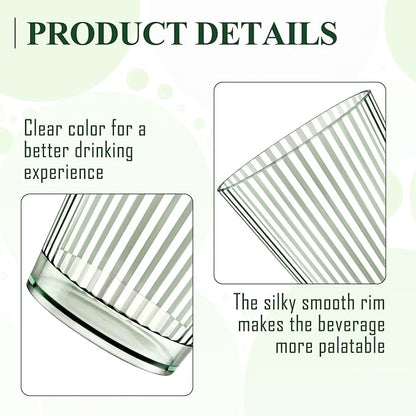 24 PCS Plastic Ribbed Drinking Glasses Green 10oz Vintage Ripple Stemless Wine - Image 3