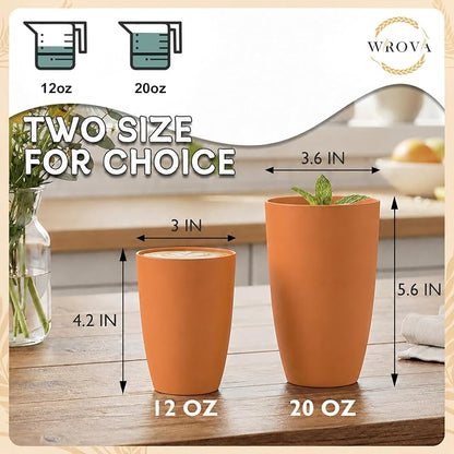 Wrova Wheat Straw Cups 6 PCS Good Alternative to Plastic Reusable Cups 12 oz - Image 3