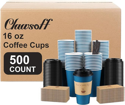 Clawsoff 500 Pack 16 oz Disposable Paper Coffee Cups by BuyNow