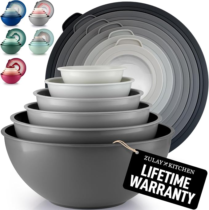 Zulay Kitchen 12 Piece Plastic Nesting Mixing Bowls by ZulayKitchen