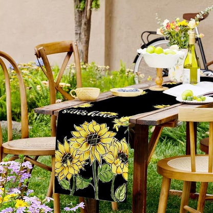 Summer Sunflower Hello Sunshine Table Runner Farmhouse Burlap Table Runners - Image 8