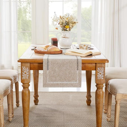 Rustic Burlap Table Runner, Coffee Table Runners 60 inches Long | Double Layer - Image 4