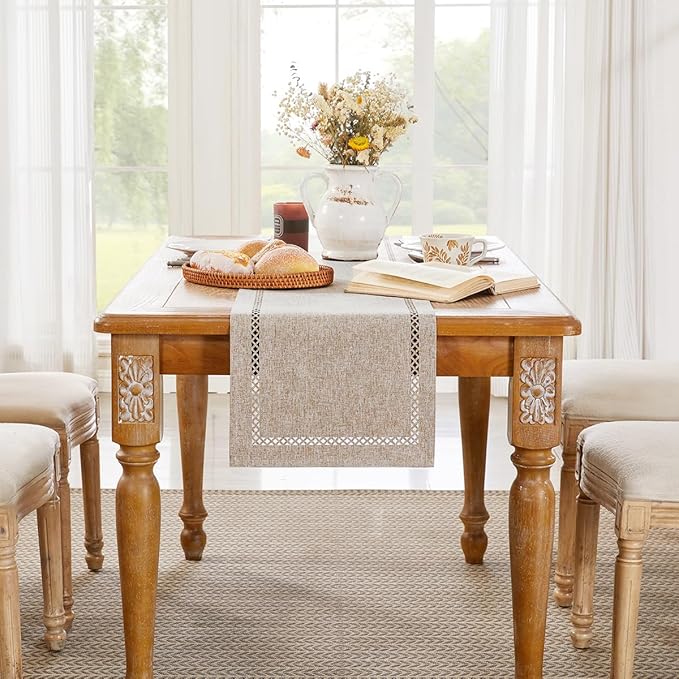 Rustic Burlap Table Runner, Coffee Table Runners 90 inches Long | Double Layer - Image 4