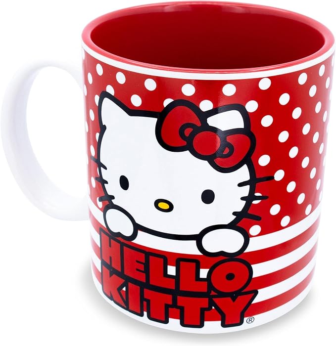 Silver Buffalo Sanrio Hello Kitty Red White Polka Dot, Ceramic Mug, 20oz | 0.59 - Image 3
