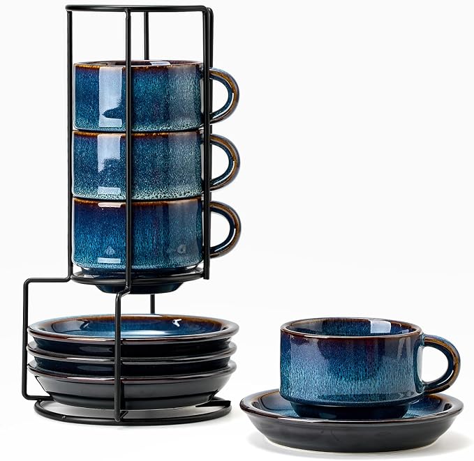 JIEMEI HOME Porcelain Stackable Cappuccino Cups by JHJIEMEIHOME