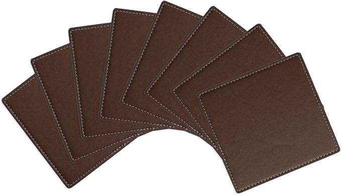 uxcell Square Drink Coasters Set of 8 White Stitched Dual Sided Non-Slip by uxcell