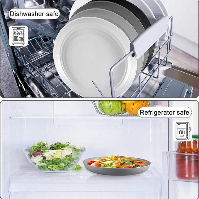 HEYCOME 12 Pcs Unbreakable Deep Dinner Plates Set, 10 inch Reusable Plastic - Image 5