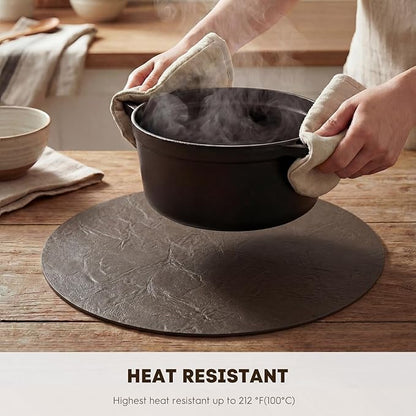Artoid Mode Coffee Faux Leather Placemats Set of 6, 15 Inch Waterproof Wipeable Heat Resistant Vinyl Place Mats, Reversible Table Mats for Kitchen Dining Decor