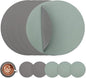 Myir JUN Round Placemats Set of 6 Faux Leather Place Mats and Coasters 15 inch Round Table Mats Dual Sided Non-Slip Stain Resistant Placemats (Gray & Sage Green, Set of 6)
