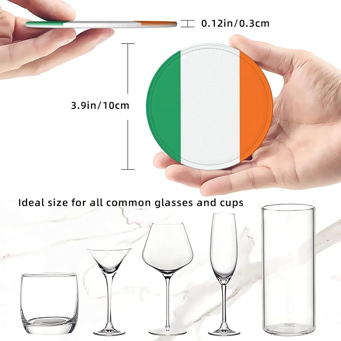 6 Pack Ireland Flag Leather Coaster - Image 4
