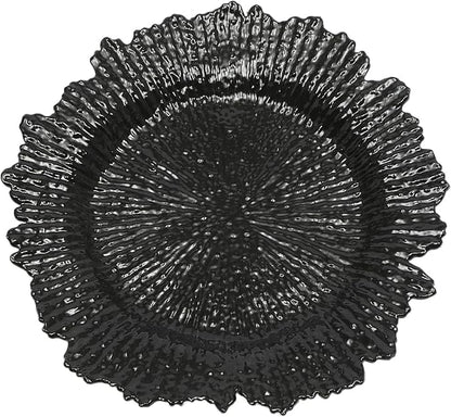 72 Pcs Charger Plates Set, Round Charger Plates, Reusable Serving Plates Embossed Rim Plastic Chargers Plate Decorative Round Plate Chargers for Dinner Plate Table Wedding Shower Decoration